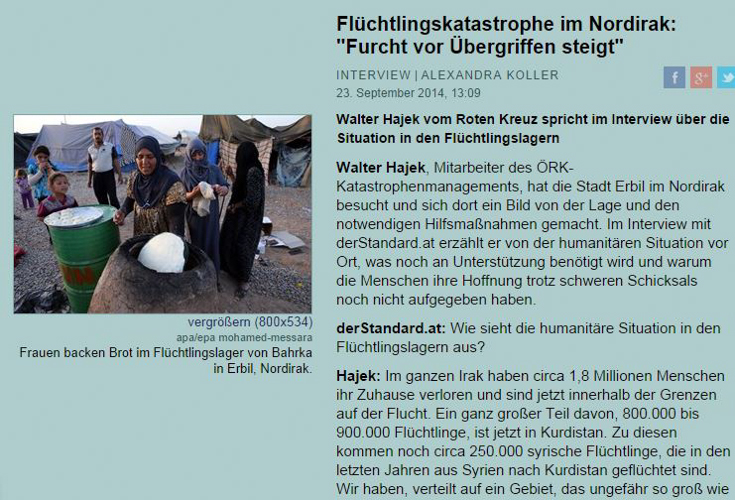 Walter Hajek from the Austrian Red Cross (ÖRK) pictures the situation in the refugee camps in Kurdistan