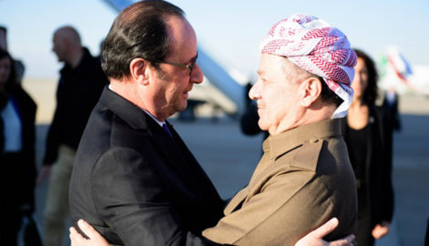 Präsident Barzani empfängt Präsident Hollande in Erbil