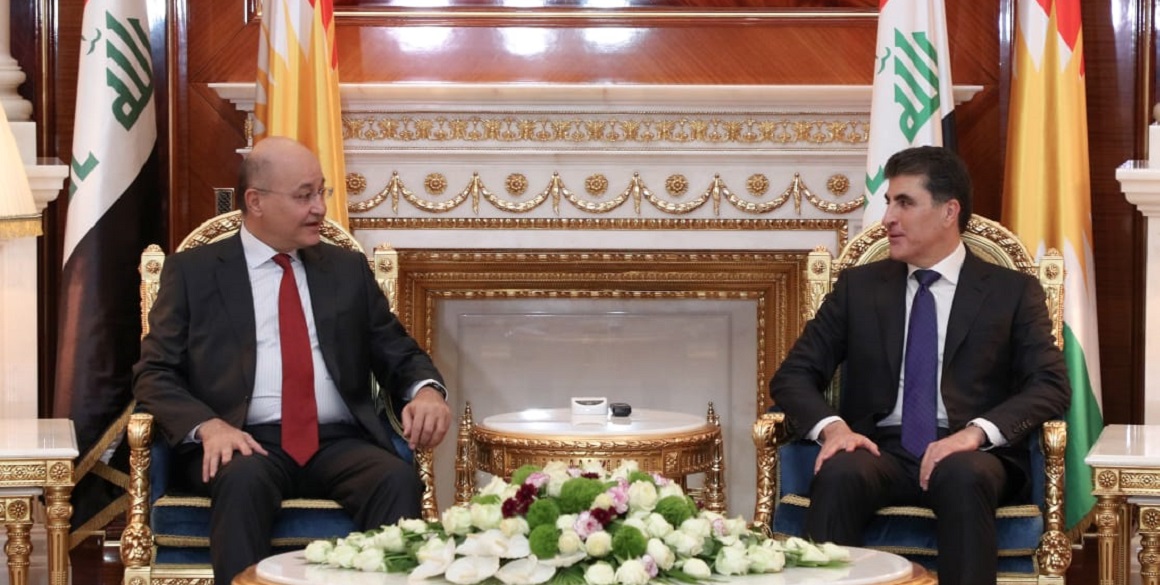Irakischer Präsident trifft den Präsidenten der Region Kurdistan