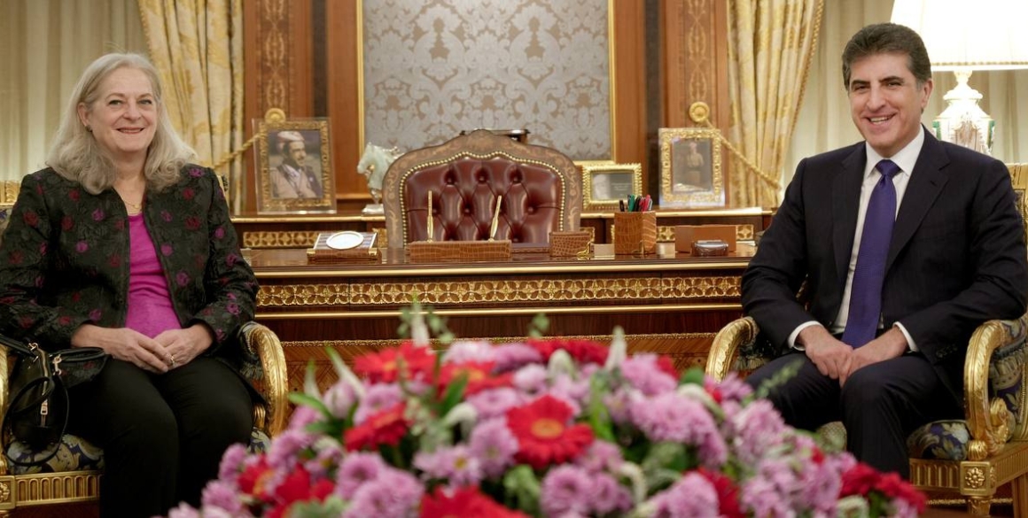 Präsident Nechirvan Barzani trifft die Botschafterin der Vereinigten Staaten