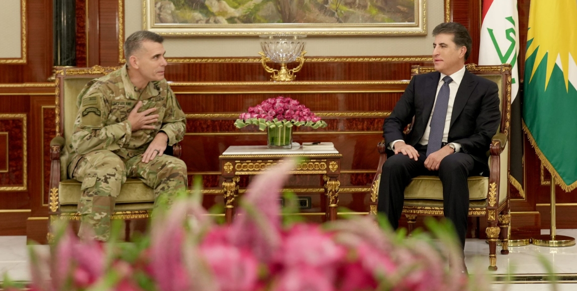 President Nechirvan Barzani meets with Major General McFarlane