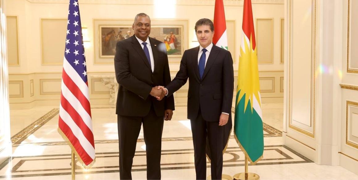 Präsident Nechirvan Barzani trifft US-Verteidigungsminister General Lloyd Austin