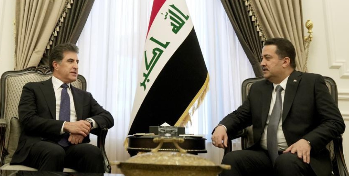 Präsident Nechirvan Barzani trifft Premierminister Al-Sudani in Bagdad