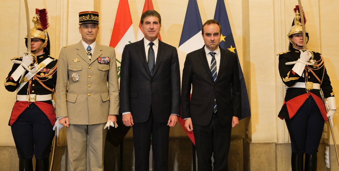 Präsident Nechirvan Barzani trifft französischen Verteidigungsminister