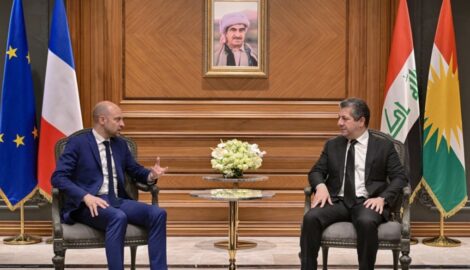 Premierminister Masrour Barzani empfängt französischen Minister Jean-Noël Barrot